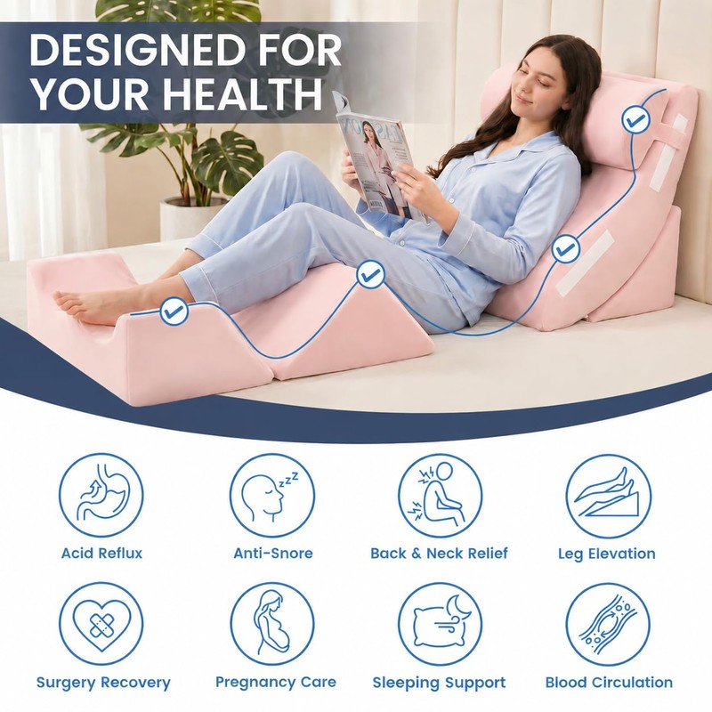 WSOFRALC 5PCS Orthopedic Wedge Pillow Set for After Surgery