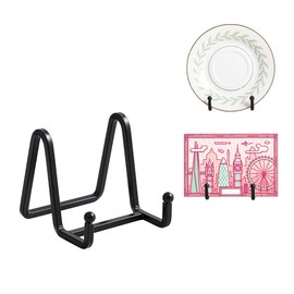 Plate Holder Easel Display Stand - 3 inch Metal Plate Stands for Display - Tabletop Picture Stand - Black Iron Easels for Display Pictures | Photo Frames | Book | Decorative Plates | Plaque - 1 Pack