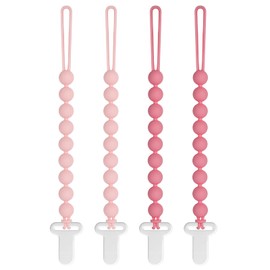 Pacifier Clips Baby Girls - Draklary 4 Pack Paci Clip Silicone Soothe Baby Binky Holder for Shower Birthday Gift