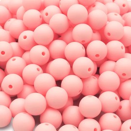 DIYOMR 100Pcs Silicone Beads, Single Color Beads Silicone Round Beads Rubber Craft Beads Bracelet Necklace Beads for Keychain Jewelry Lanyard DIY Crafts Making (12mm,Pink)