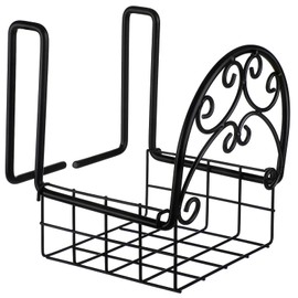 Wonderjune 2 Pack Hose Holder Wall Mount with Tool Storage Basket Garden Heavy Duty Hose Holder Hanger Fits 3/4 Inch to 1-1/4 Inch Railing for Expandable Reel Water Pocket Flexible Hook