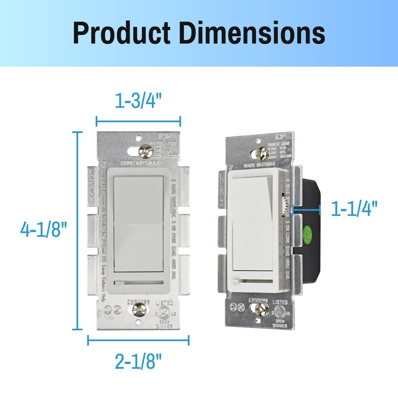 CLEANLIFE Single Pole LED Dimmer Switch - Modern, Low Profile