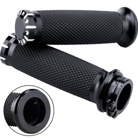 1 Inch Hand Grips 25mm Motorcycle Handlebar Grips Cable Throttle for Harley Davidson Sportster Touring Dyna Softail 883 1200 Harley Touring Honda Kawasaki Suzuki Yamaha(Black)