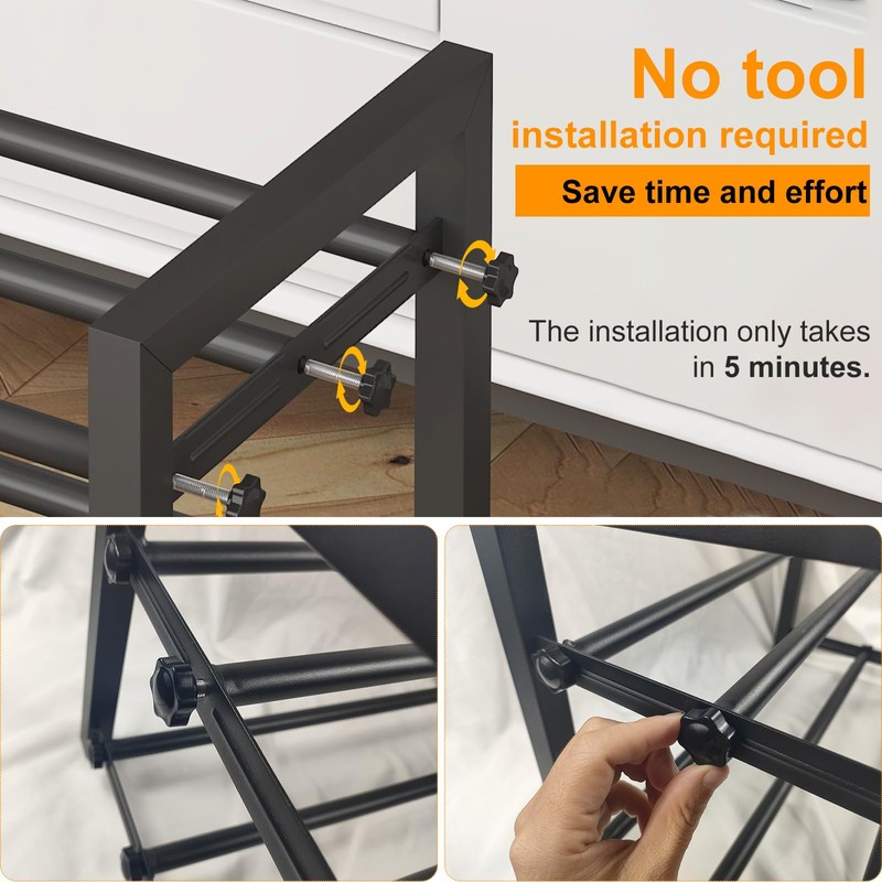 Detsuk 3-Tier Expandable Shoe Rack – Adjustable Heavy-Duty Metal Shoe