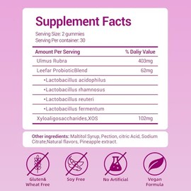 Her Juicy Feminine Probiotics Gummies with Slippery Elm, Tropical Pineapple Flavor | Supports ph Balance for Women, Digestive & Immune Health | 60 Gum