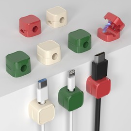 YIVXOZE 6-Pack Magnetic Cable Organizer, Smooth Adjustable Design for Easy and Secure Cable Management, Under Desk Cord HiderHome, Office, Car, Desk, and Nightstand, Red (Red)