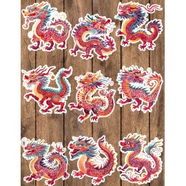 Unbranded Colorful Dragon Die Cut Vinyl Stickers Set Scrapbooking Laptop Waterbottle