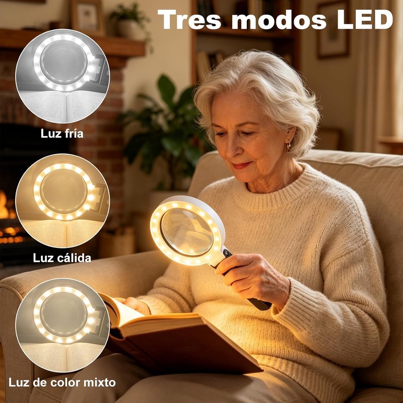 Lupa LED 5X‑25X plegable con soporte – modelo 7058B