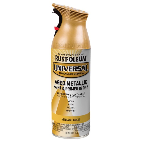 Rust-Oleum 342918 Universal All Surface Aged Metallic Spray Paint, 11 oz, Vintage Gold