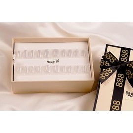 888MILLION False Press On Set and Cuticle Stick 20PCS Couture Quality High Gloss Nail With Charms Soft Gel Nail Tip Nail Kit Acrylic Style Manicure Sets (WIFEY, Medium)