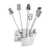 Elegance 88709 Mice Cheese Picks Holder with 6 Picks Silver
