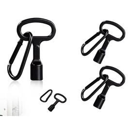 Lhbwhiz Set of 2 Triangular Key Set, Metal Triangular Tap Key, Wheelie Bin, Triangle Key, 3 Sided Key for Barrier Posts, Triangle Key with D Carabiner Hook, for Water Box (Black)