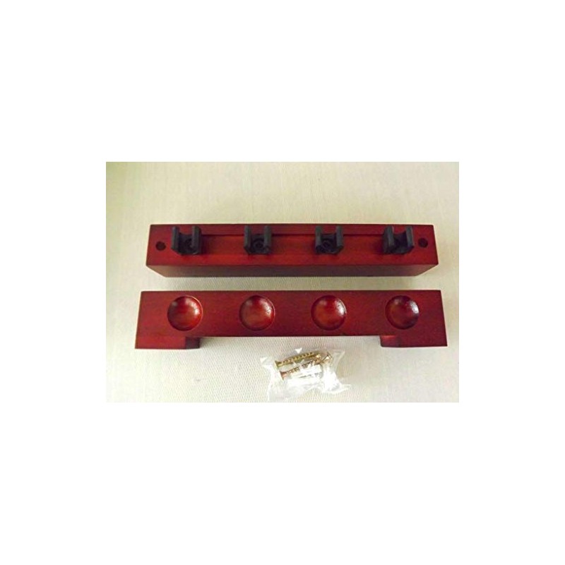 2 PIECE MAHOGANY POOL, SNOOKER, RACK WALL HOLDER with clips