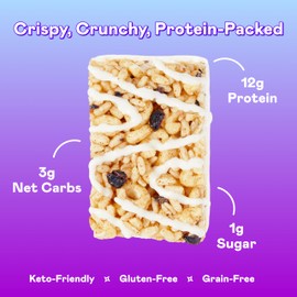 MAGIC SPOON Treats - High Protein, Low Carb, Keto Friendly, Low Sugar, Gluten Free, Crispy Protein Bar Cereal Bar, On-The-Go Healthy Snack (Blueberry Muffin, 16 Bars)