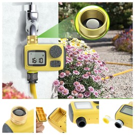 Hicello Watering Computer Programmable Drip Irrigation IP55 Waterproof with LCD Display and Brass Inlet