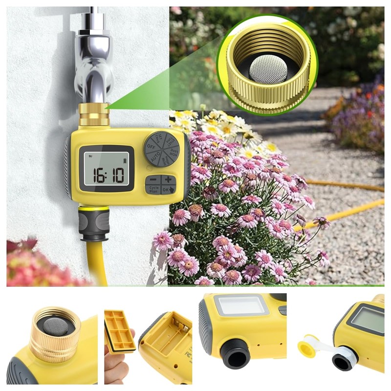 Hicello Watering Computer Programmable Drip Irrigation IP55 Waterproof with LCD