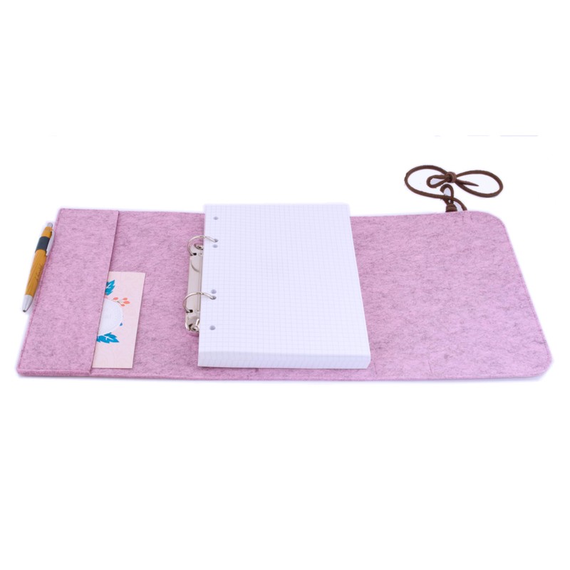 Ringbuch Filz rosa A5 Notizbuch Ringordner PERSONALISIERT Name Kalender Leder