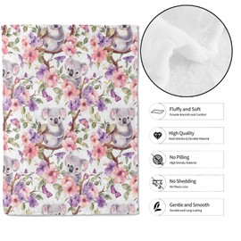 MIEPOS - Manta de koala y floral, 40 x 50 pulgadas, suave y ligera, lindas mantas de flores pastel, regalos para niños, mujeres, niñas, para sofá, oficina, viajes, hogar, sala de estar