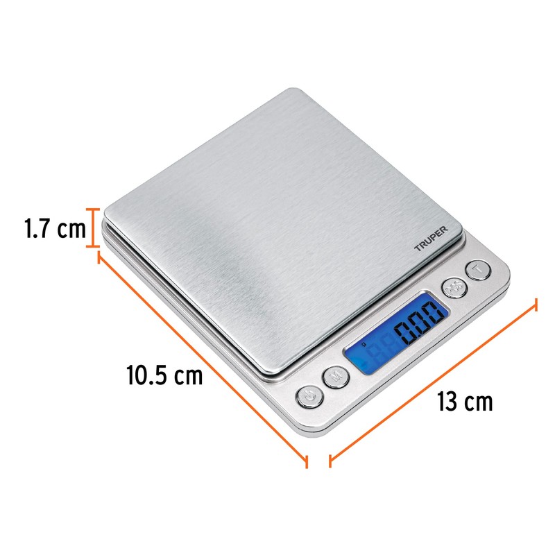Truper BASE-05B, Báscula digital de precisión capacidad 500g apagado automático