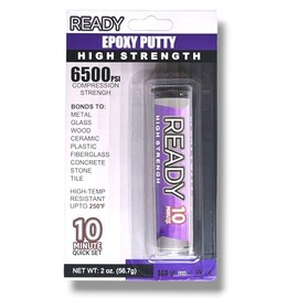 ACMAXPRO Ready High Strength Epoxy Putty, 10 Min Quick Set, 6500 PSI, Gray, 2 Oz, 59 ML, High Temp Resistant, Metal, Glass, Wood, Plastic, Ceramic, Stone, Tile, Concrete