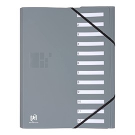 Elba 400033686 A4 Business File Folders, Polypropylene, 12 Tabs / Sections, 400 DIN A4 Pages, Orange, grey A4