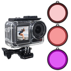 FitStill 164FT/50M Underwater Waterproof Diving Housing Case Compatible for DJI Osmo Action 5 Pro/Action 4/Action 3,Protective Cover Shell with 3 Pack Filters Accessories for Action 5 Pro/4/3 Camera