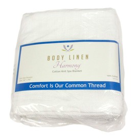 Body Linen Harmony Cotton Spa and Massage Table Blanket 100% Cotton, 66 by 90 Inches. Soft, Warm and Stylish. Machine Washable. Raised Knit Pattern in White.