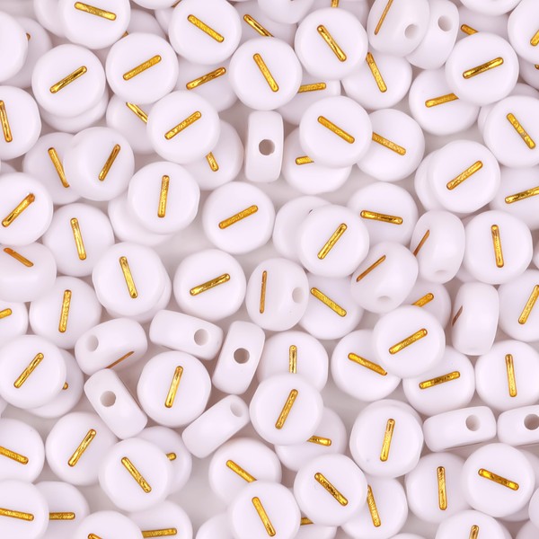 Auvoau 300Pcs Letter Beads I 4X7mm Gold Alphabet Beads Acrylic