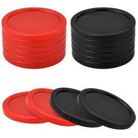 Coopay 12 Pieces Home Air Hockey Pucks 2.5 Inch Heavy Replacement Pucks for Game Tables Equipment Accessories, 12 Grams (Red and Black)