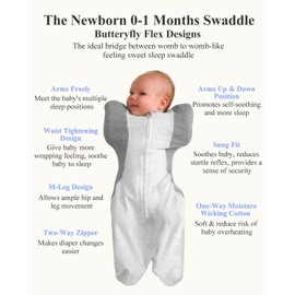 KIDIRA Newborn Swaddle, Swaddles for Newborn 0-1 Months 3.8-6lb, Arms Up Swaddle 0-1 Months with Moisture-Wicking Fabric, Promotes Healthy Hip Development, 2-Way Zipper, 1Pack, Gray