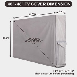PureFit Waterproof Weatherproof Outdoor TV Cover 46"-48" inch for Outside, TV Covers Protector Enclosure for Flat Screen TVs, Fits up to 44.5"W x 27.5"H x 5.5"D, Grey