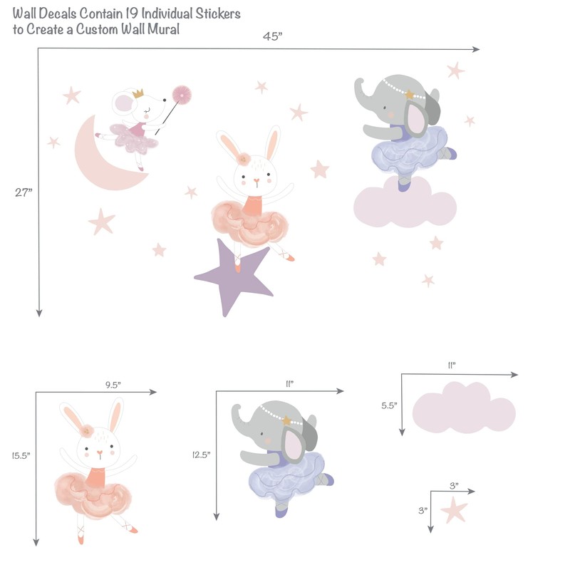 Bedtime Originals Tiny Dancer Ballet Animals & Stars Wall Decals-