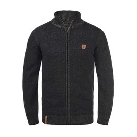 Indicode Men's Andy Cardigan, Chunky Knit Pullover with Stand-Up Collar and Zip - xl