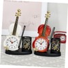 STOBAZA Violin Model Clock Pen Holder Unique Decorative Alarm Clock