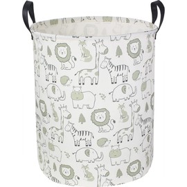 CLOCOR Baby Laundry Basket,Collapsible Kids Toys Storage Baskets,Nursery Hamper for Boys and Girls,Jungle Bedroom Decor,Gift Basket（Green Animals