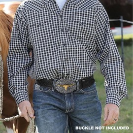 LALATCH Mens Western Cowboy Belt, 2 Pack Western Belts without Buckle for Men Woman Cowgirl Leather Jeans Belt, Black+Coffee