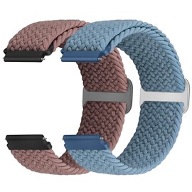 Acortjl Braided Solo Loop Watch Band - Choice of Width -18mm 19mm 20mm 22mm 24mm, Quick Release Braided Replacement Wristband Nylon Stretchy Watch Straps for Men Women, 2PCS