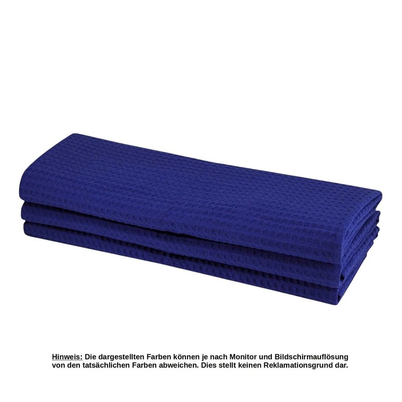 9 x Tea Towels 100% Cotton Waffle Pique in Blue