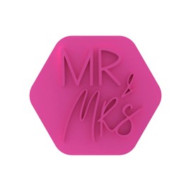 LissieLou Mr & Mrs Cookie Stamp Wedding Love Icing Fondant Embosser - Light Pink