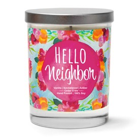 Hello Neighbor - New Home Candles Gifts, Housewarming Gifts for New Home, Welcome Home Gift Ideas, New Neighbor Present, Friendship Presents, Christmas, Hostess Gift, Poured in USA, 100% Soy Wax