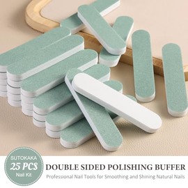SUTOKAKA 25Pcs 600/3000 Grit Nail Buffer Shine Kit Extra Fine Smoother Shiner Nail File Block for Natural Acrylic Nails