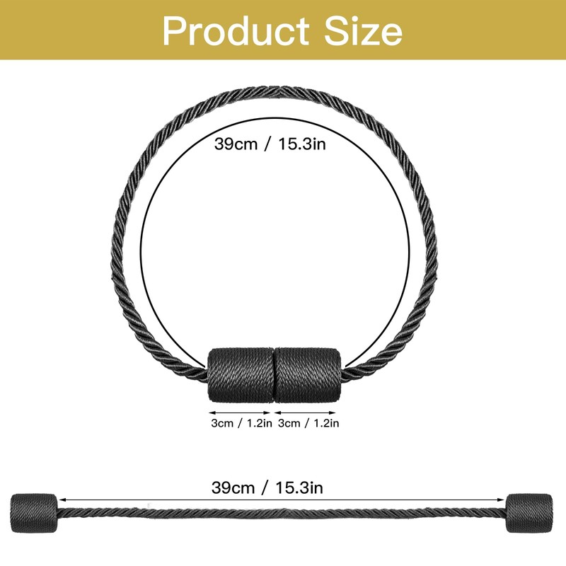 Milaloko 2 Pack Polyester Magnetic Curtain Tiebacks with Thicker Twist