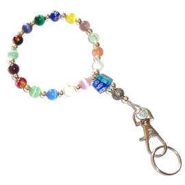 Hidden Hollow Beads Wrist Lanyard, Beaded Women's Wristlet, Bracelet, Jewelry, Keys, Phone, ID Badge, Lightweight, Strong, Multi Colored, Wrist Lanyard