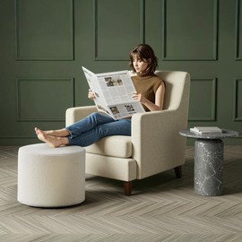 Bezseller Soft Boucle Pouf Ottoman, Comfortable Foot Rest, Full Foam Filling Footstool for Living Room, Bedroom, Lightweight Comfort and Charm Floor Poof Seating Perfect to Rest Your Feet, Beige