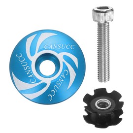 sourcing map 1 1/4" OD Bicycle Headset Stem Top Cap Aluminum Alloy Star Nut Cycling Headset Cover Stem with M6 Bolt for Mountain Bike Road Bike MTB, Blue