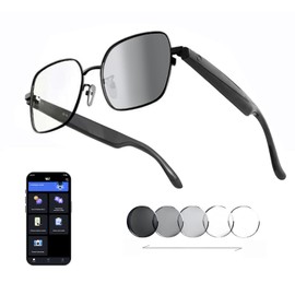 Indidolize Translation Glasses Ai Smart Glasses for Women Men Bluetooth with Chat GPT 164 Language Color-Change Lens Clear Headphone with Speaker Sunglasses forTravel Meeting Trade Business