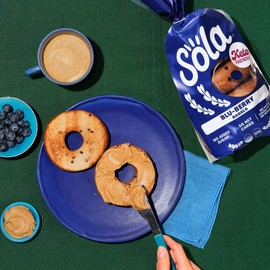 SOLA Low Carb & Keto Friendly Bagels, Blu-berry - 5g Net Carbs & 15g of Protein, No Added Sugar, Plant based, Low Calorie Bagels - 12 oz (4 Bagels/Pack) (Pack of 2)