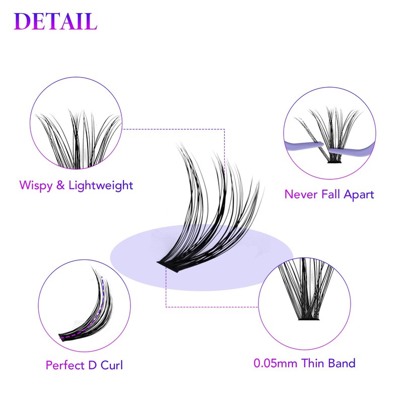 Cluster Lashes Extensions Kit 240 Pcs D Curl Individual Lashes