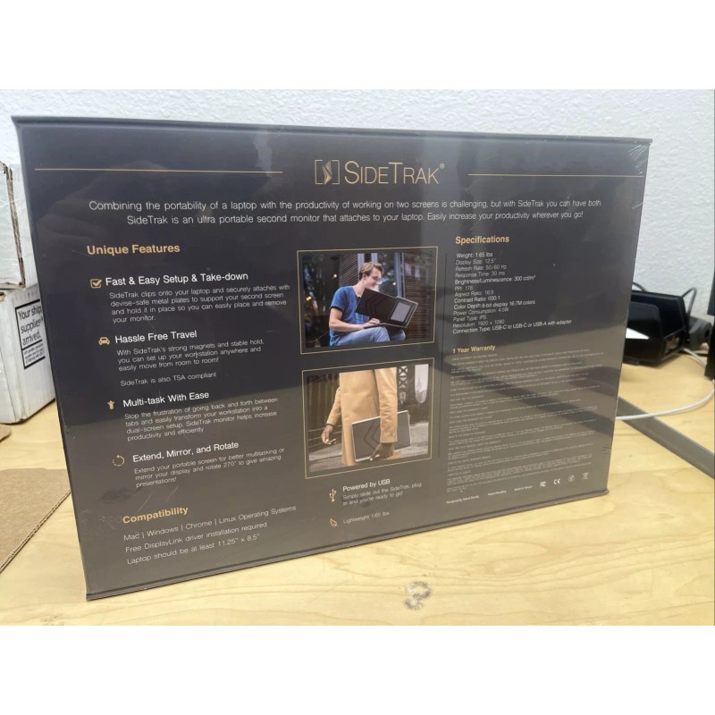 SideTrak Swivel Pro 12.5" Attachable Portable Monitor FHD IPS 1080p