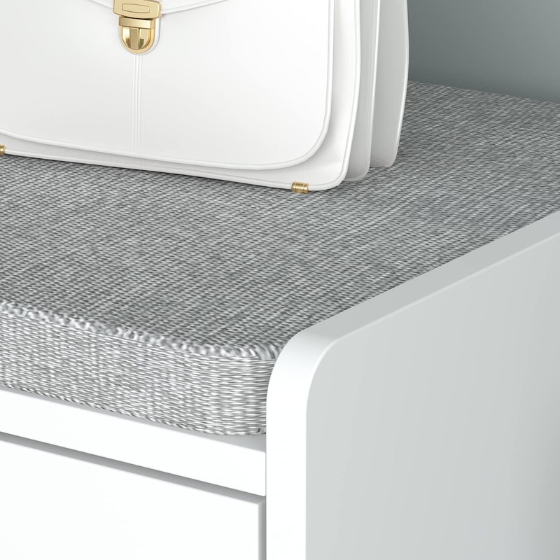 ECACAD Wood Shoe Storage Bench with Cushion Seat, 2 Doors